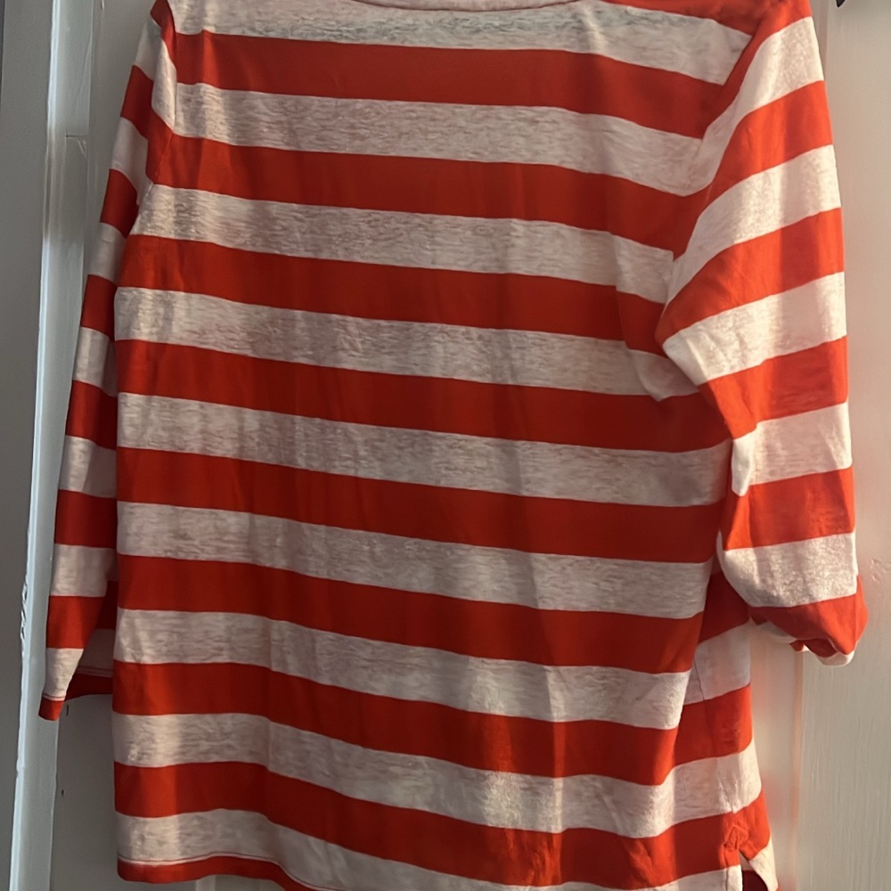 Red and White Striped Long Sleeve Shirt